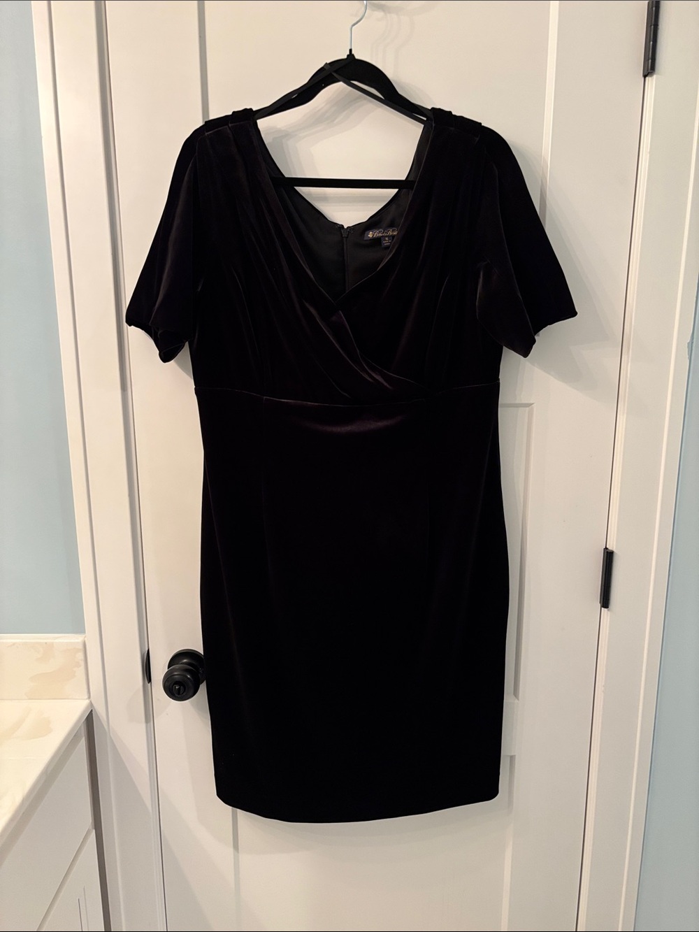 Brooks Brothers Black Velvet Midi Wrap-Style Dress